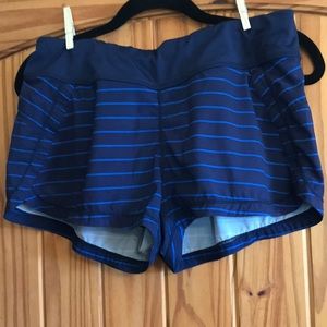 Athleta blue striped shorts